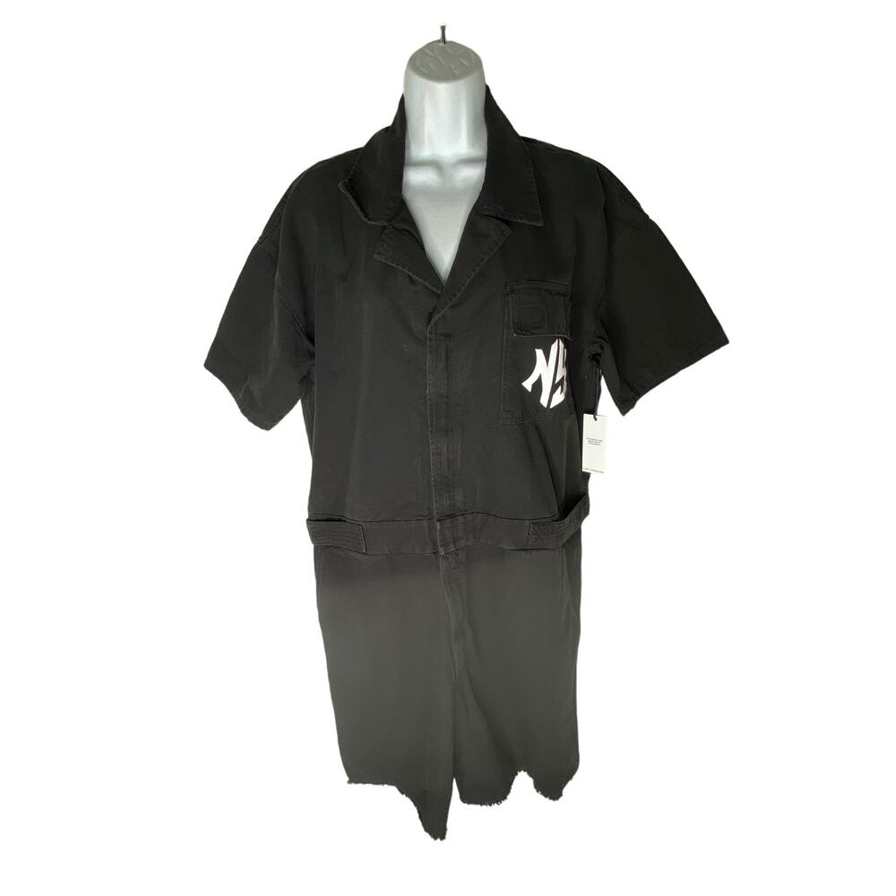 Spirit Jersey Mens Black Utility Denim Romper Distressed Streetwear Size M - Picture 3 of 9